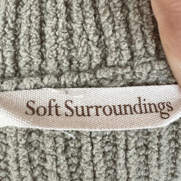 Soft Surrounding Beige Sweater Round Neck Long Sleeve Ribbed Pocket Sz M Medium - Picture 7 of 8